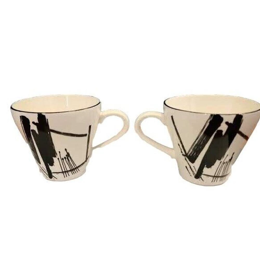 Vintage 2 coffee/tea‎ cups - Sango - Larry Laslo Calligraphy Collection #267002